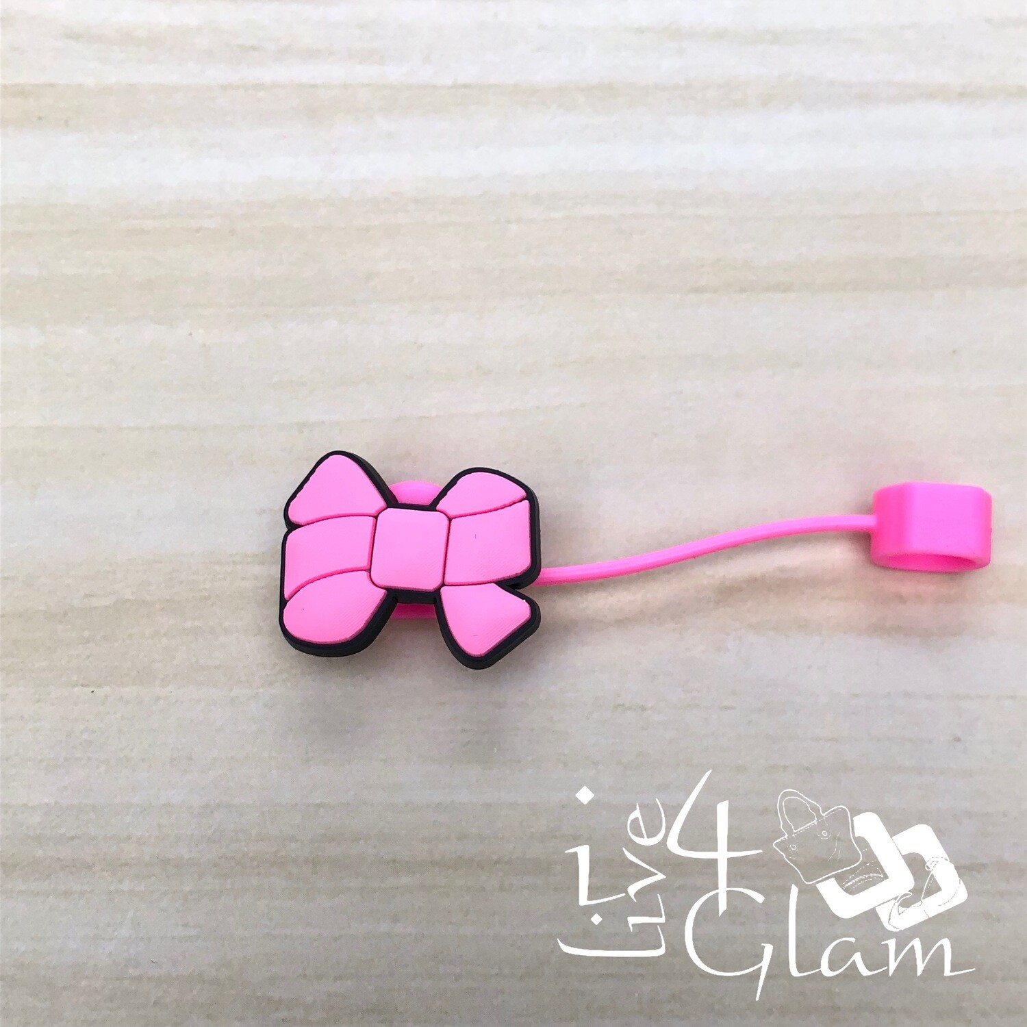 Pink Bow Large Straw Cover