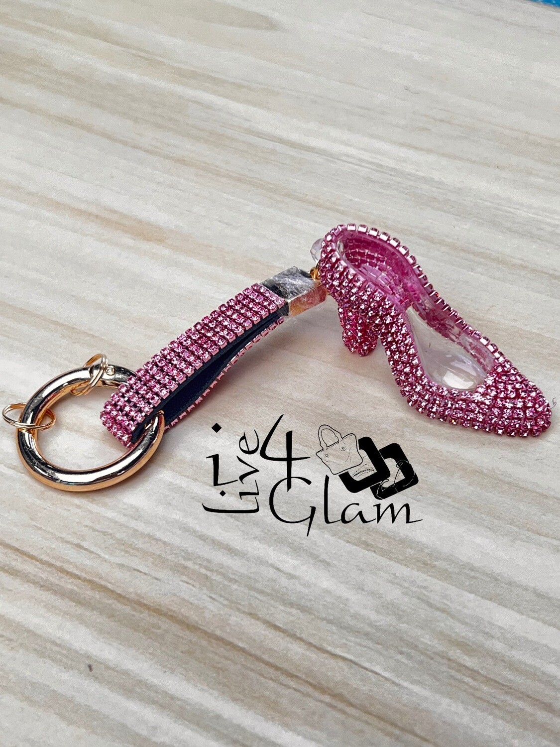 Rhinestone High Heel Keychain, Color: Pink