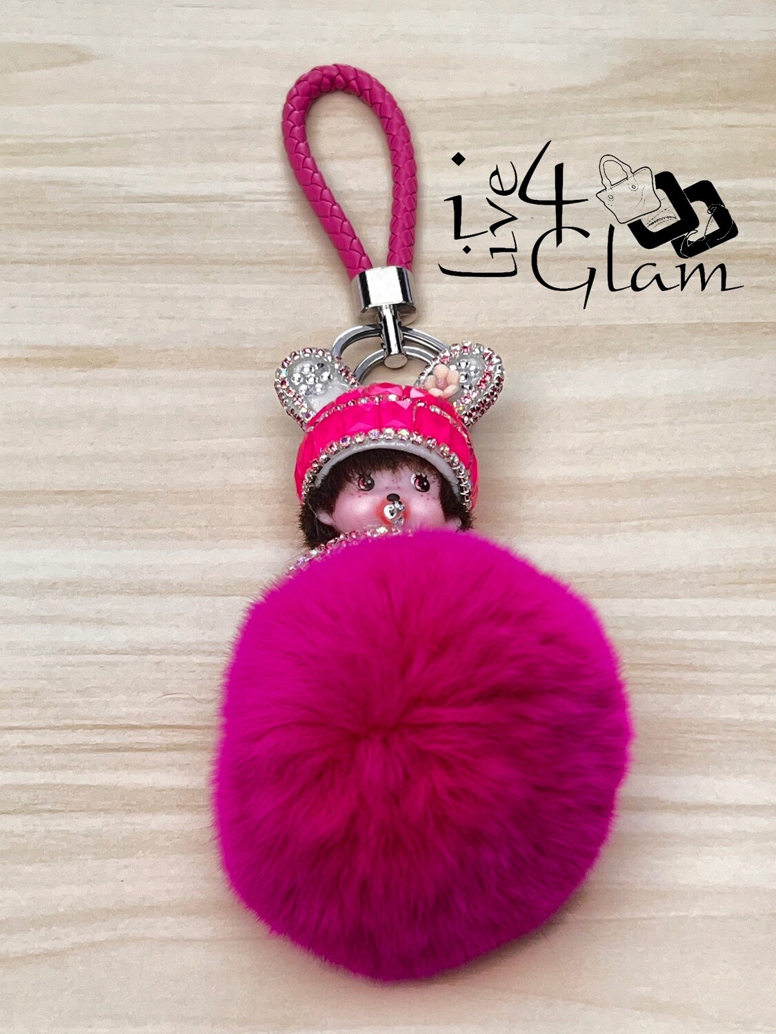 Girl w Rhinestone Hat Keychain, Color: Purple