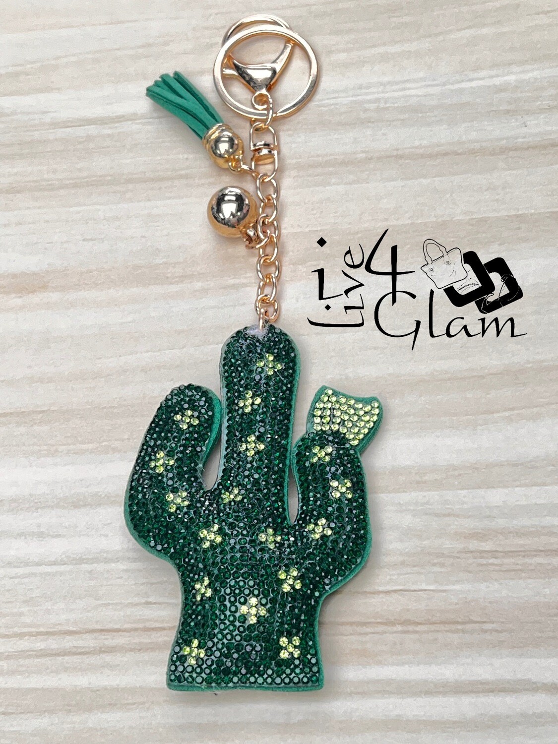 Rhinestone Cactus Keychain