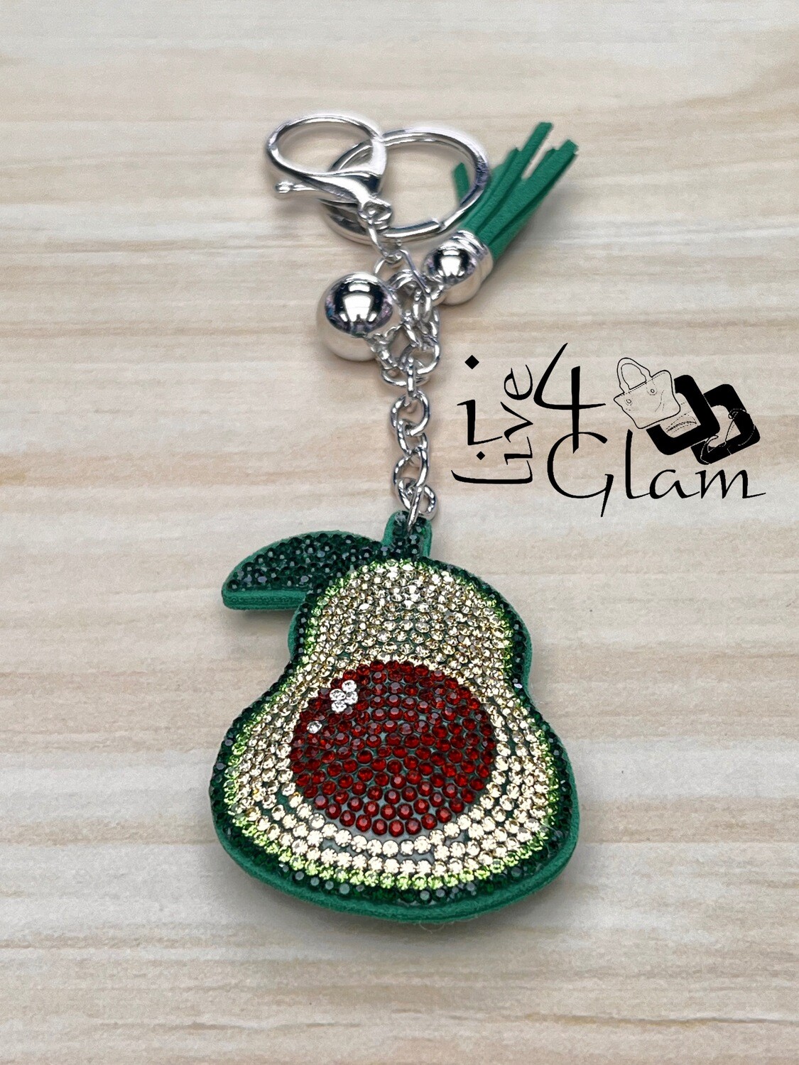 Rhinestone Avocado Keychain