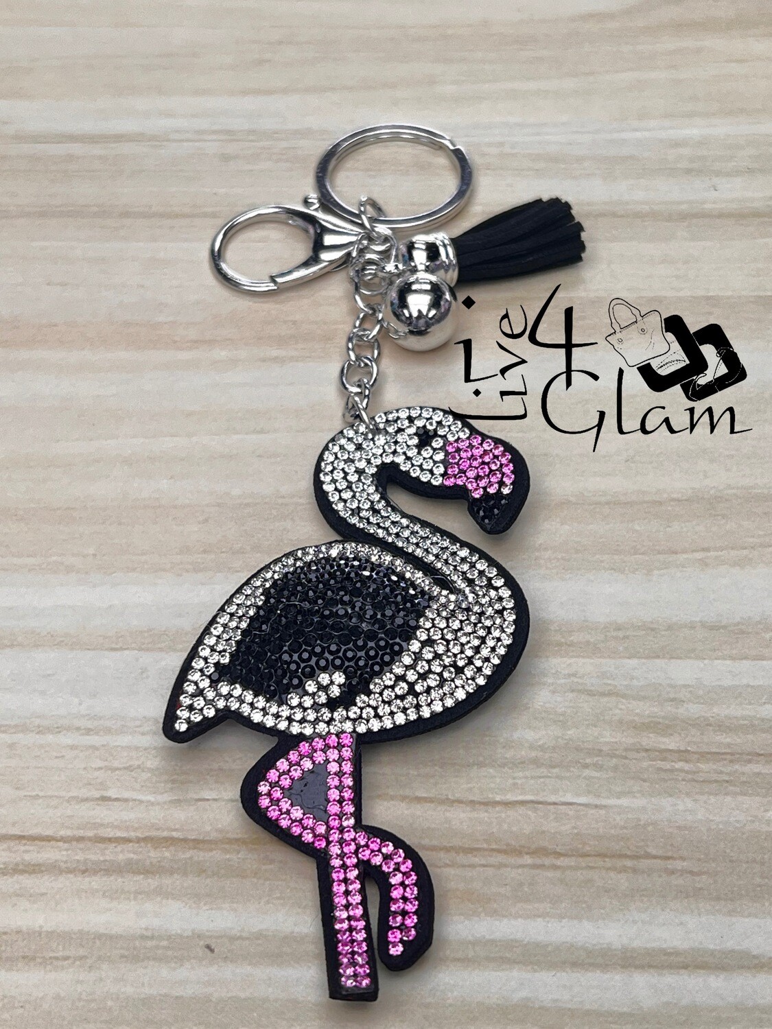 Rhinestone Flamingo Keychain