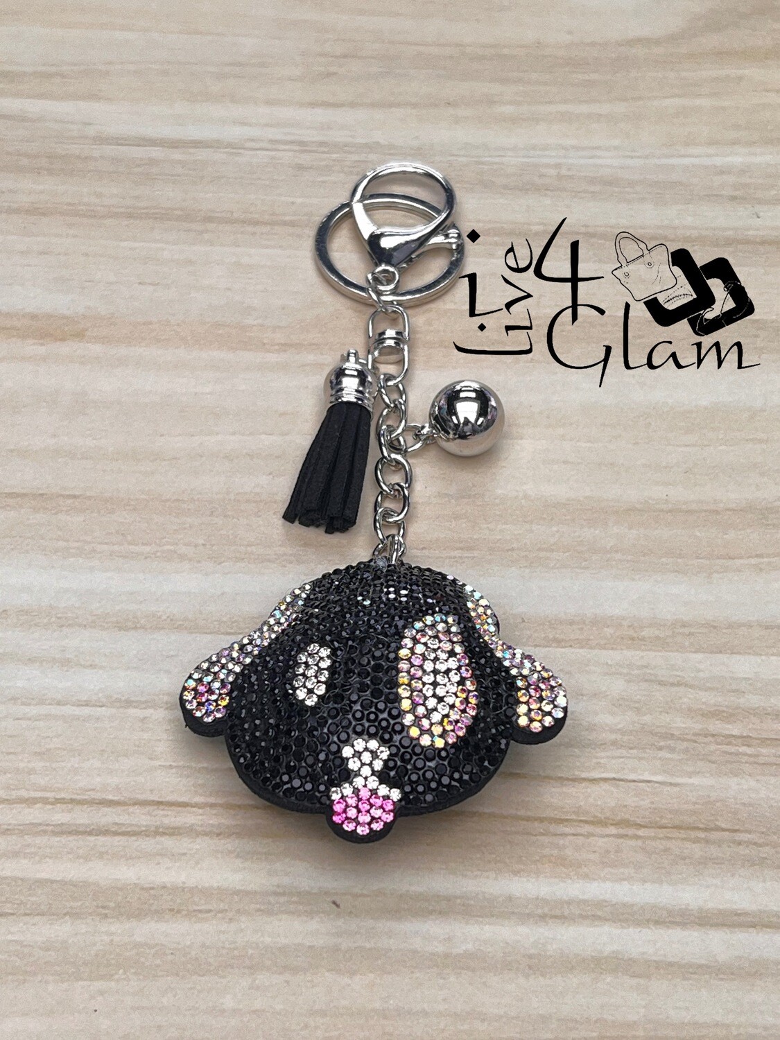 Rhinestone Puppy Keychain