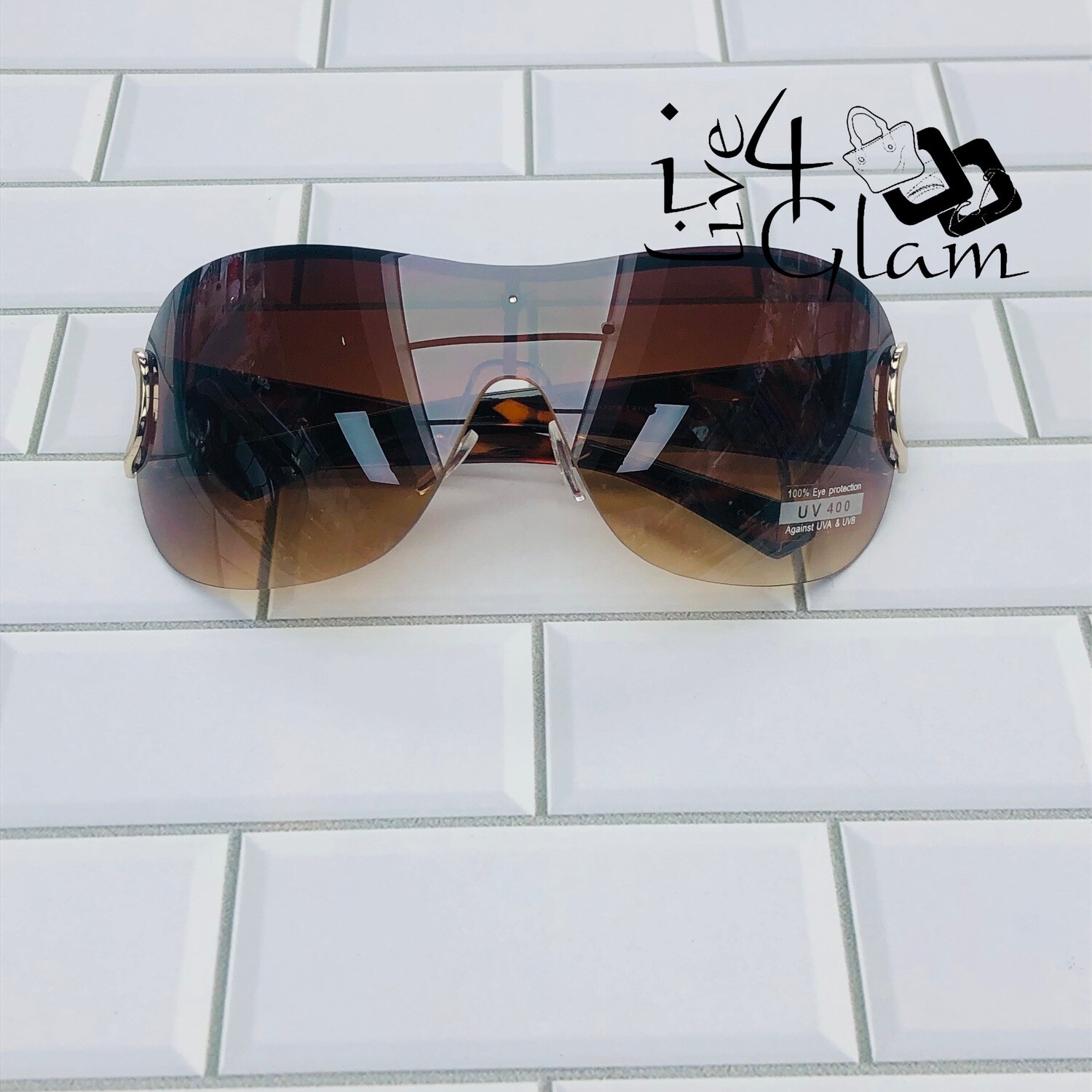 Frameless Wrap Around Sunglasses , Color: Brown