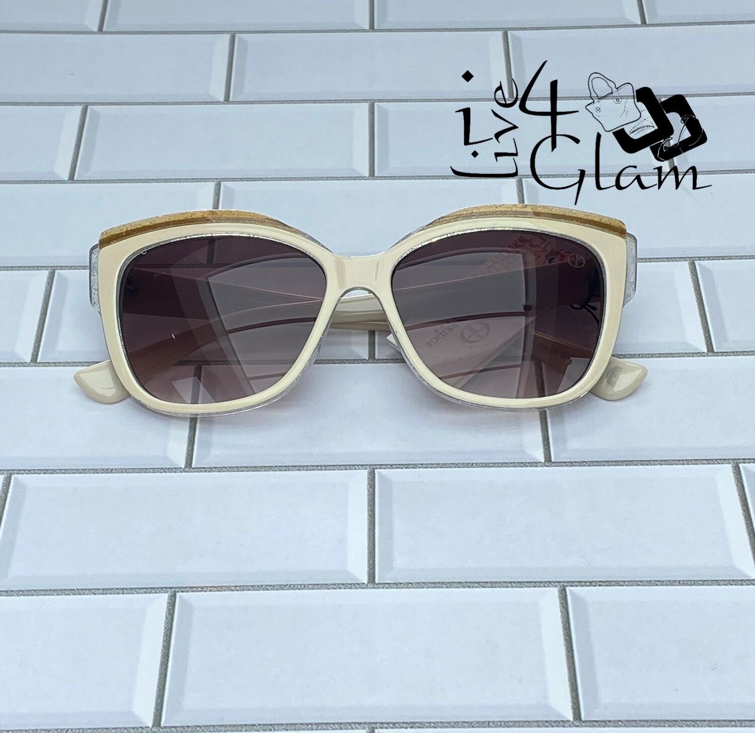 Glitter Rim Sunglasses , Color: Cream