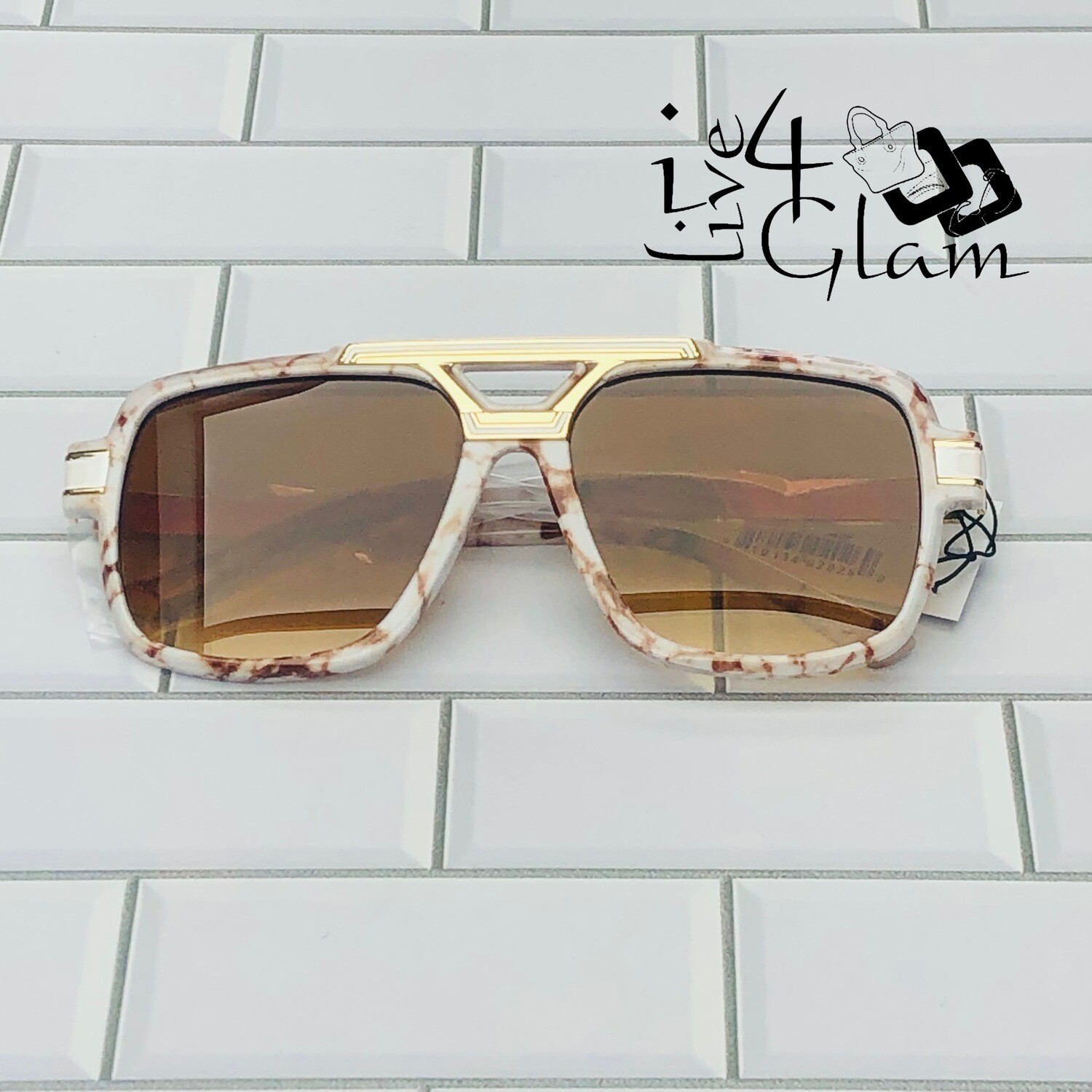 Retro Square Sunglasses , Color: White/Brown