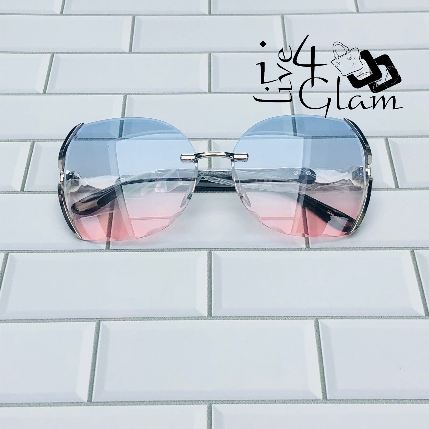 Gradient Frameless Sunglasses , Color: Blue/Pink