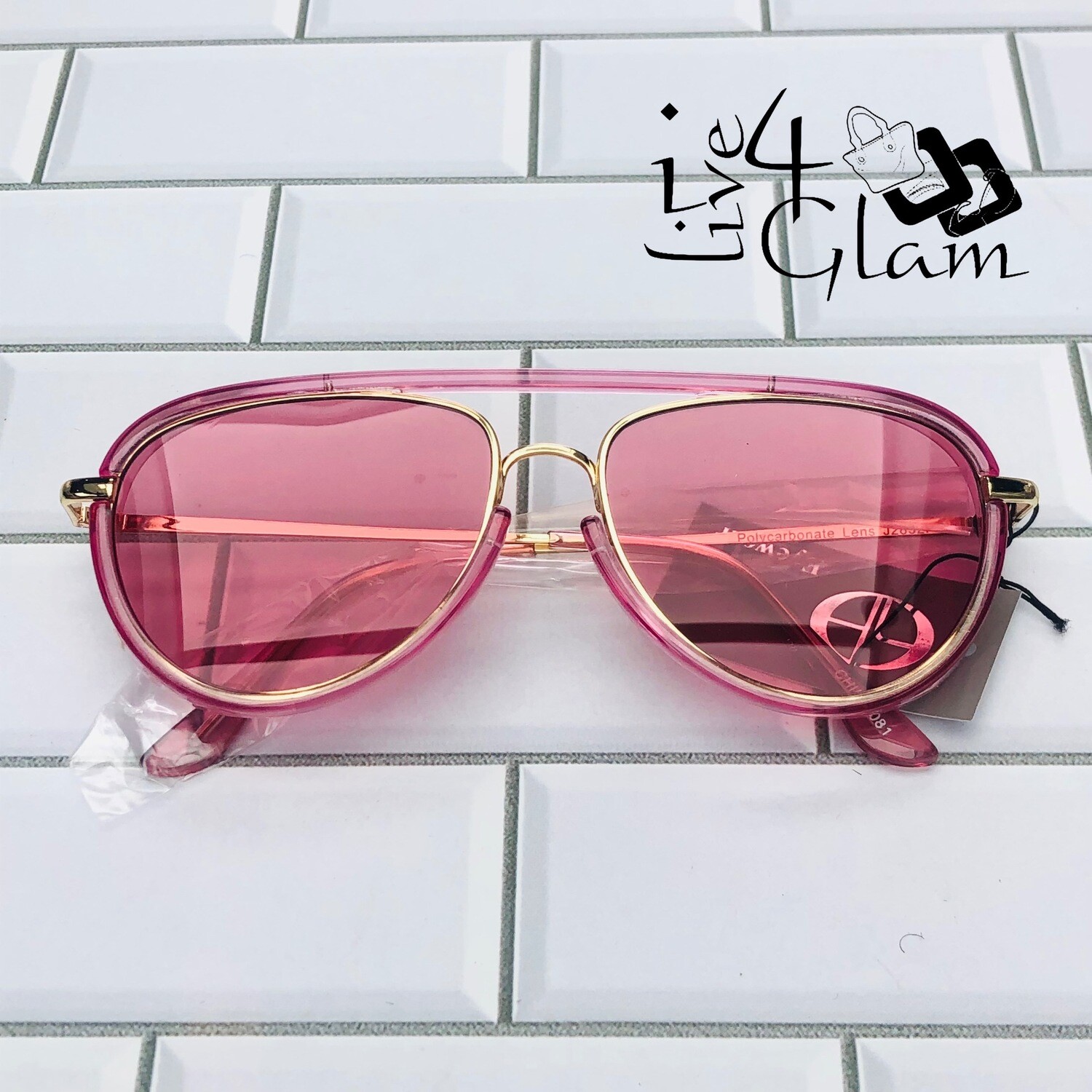 Fancy Aviator Sunglasses , Color: Pink