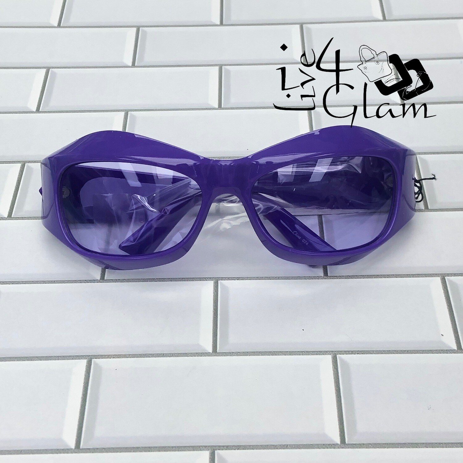 Curved Wrap Sunglasses , Color: Purple
