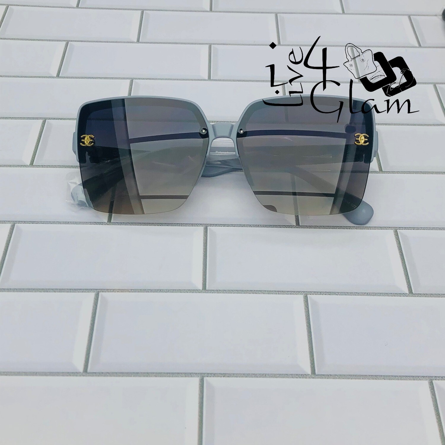 Oversized Square Frameless Sunglasses , Color: Gray