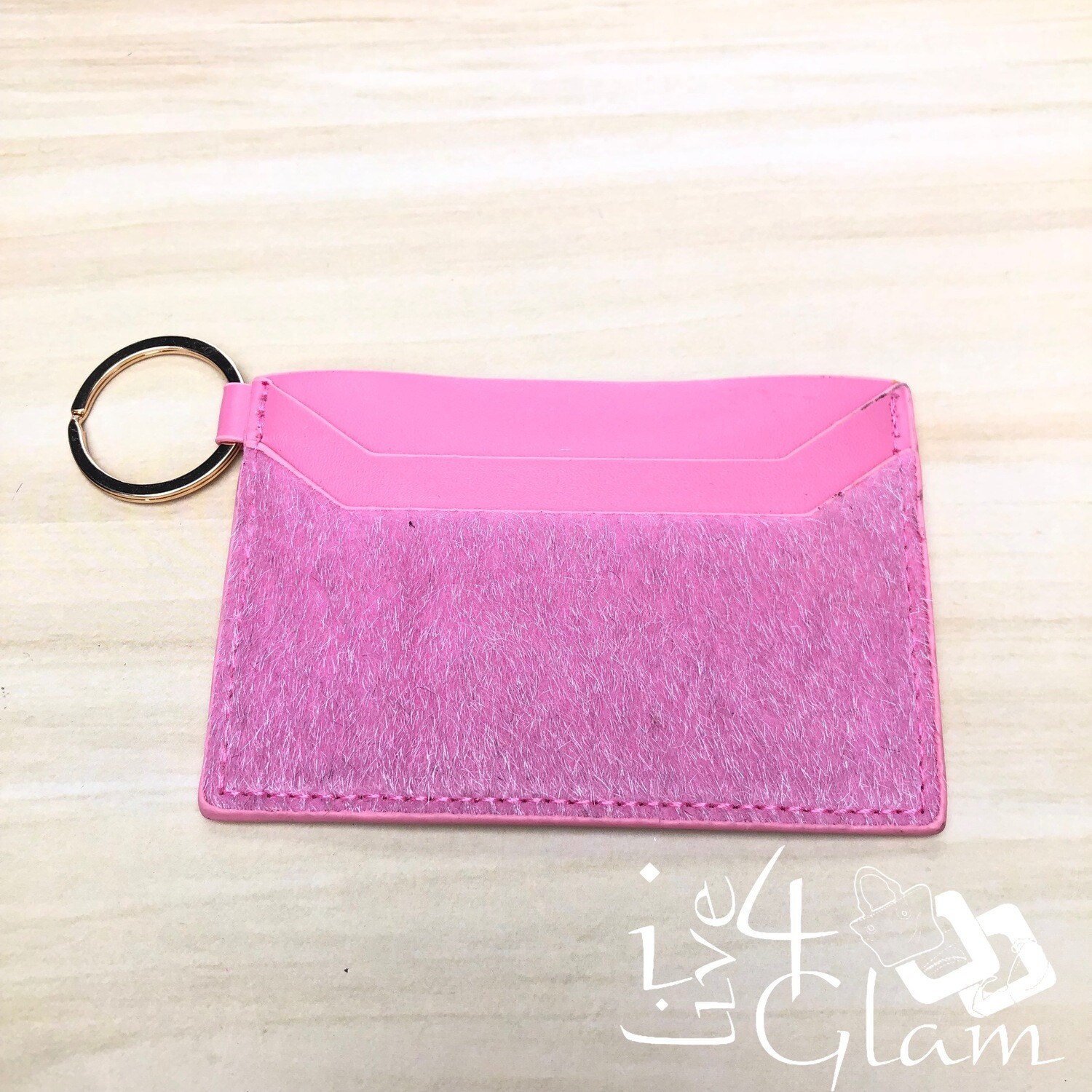 Mini Fur Cardholder, Color: Pink