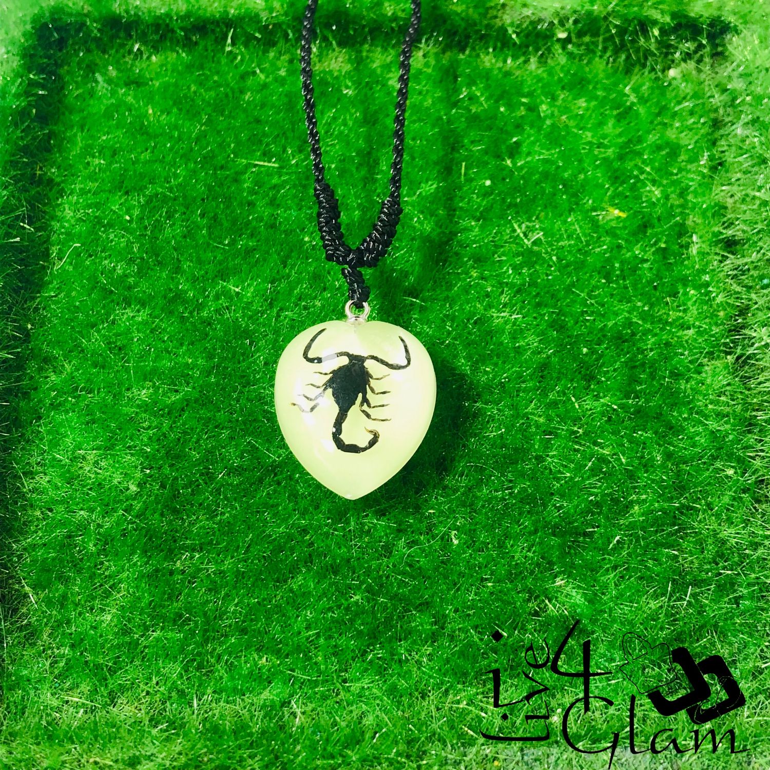 Real Animal Glow In the Dark Scorpion Heart Chain, Color: Black