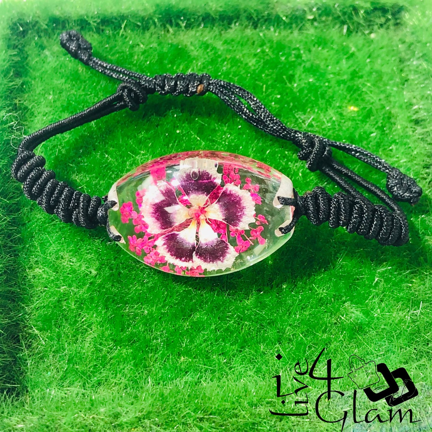 Real Flower Oval Pink Bracelet