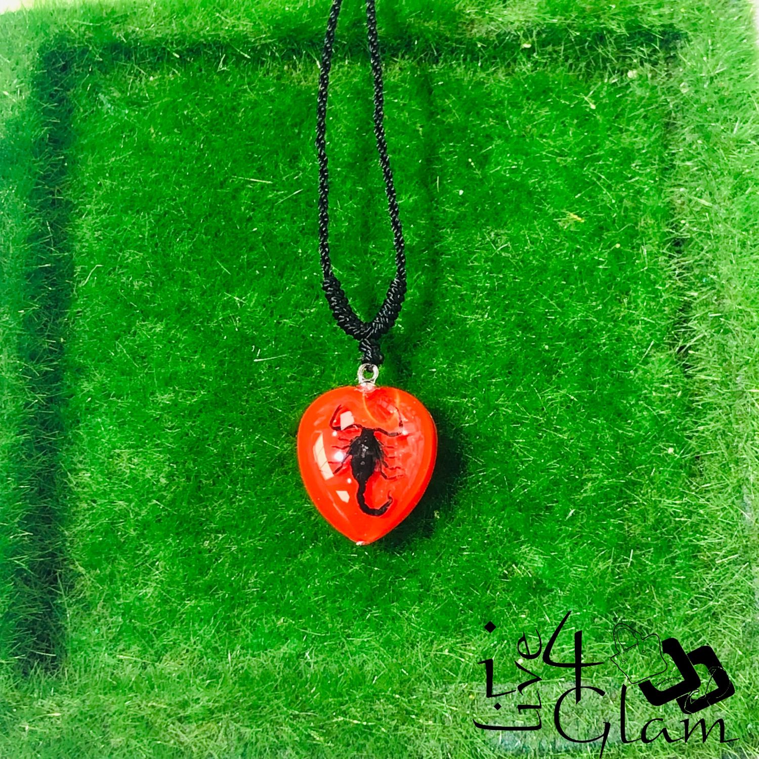Real Animal Scorpion Heart Necklace, Color: Red