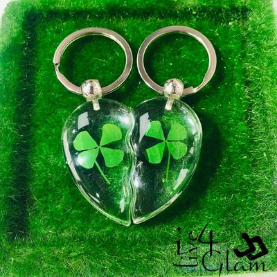 Real Flower Clover Keychain