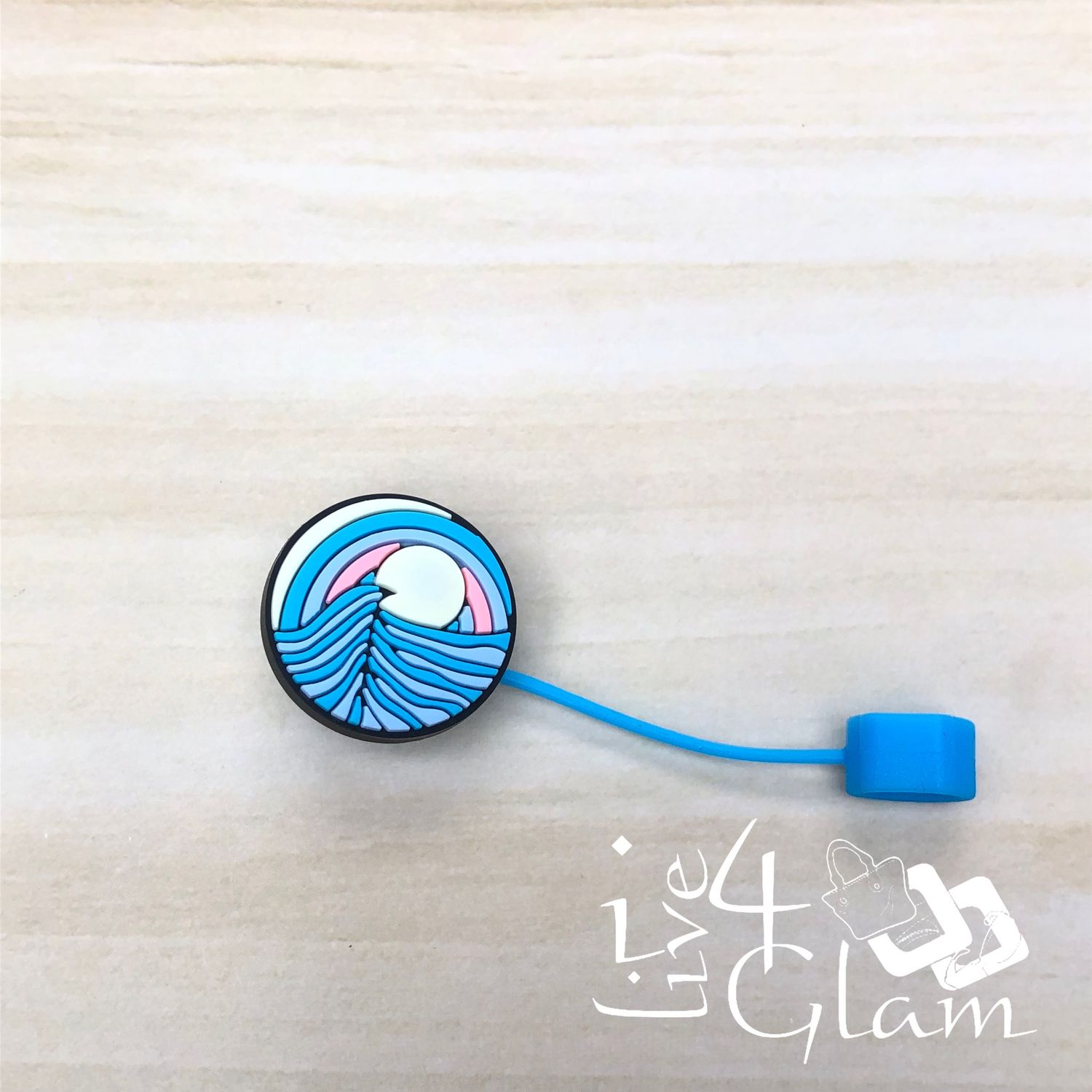Ocean Sunset Large Straw Cover, Color: Blue