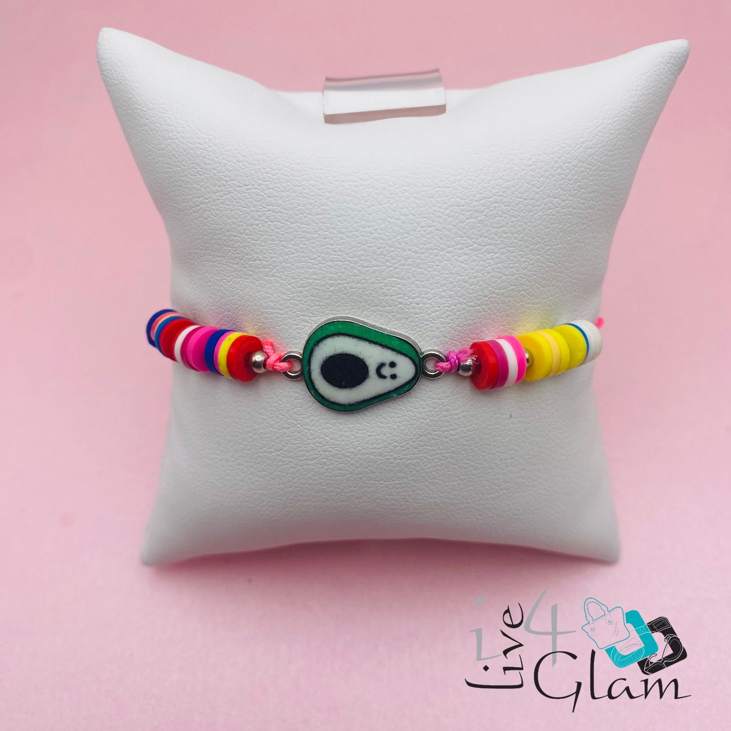 Avocado Pull String Bracelet, Color: Pink