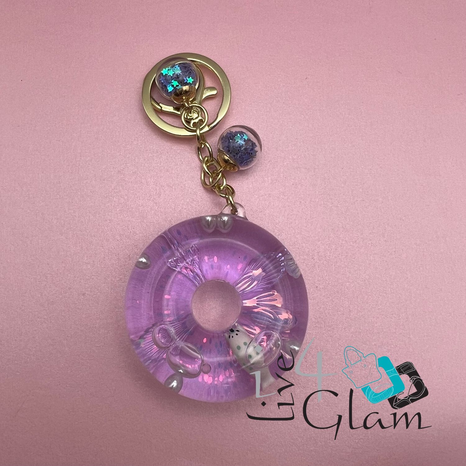 Glitter Donut Key Chain , Color: Purple