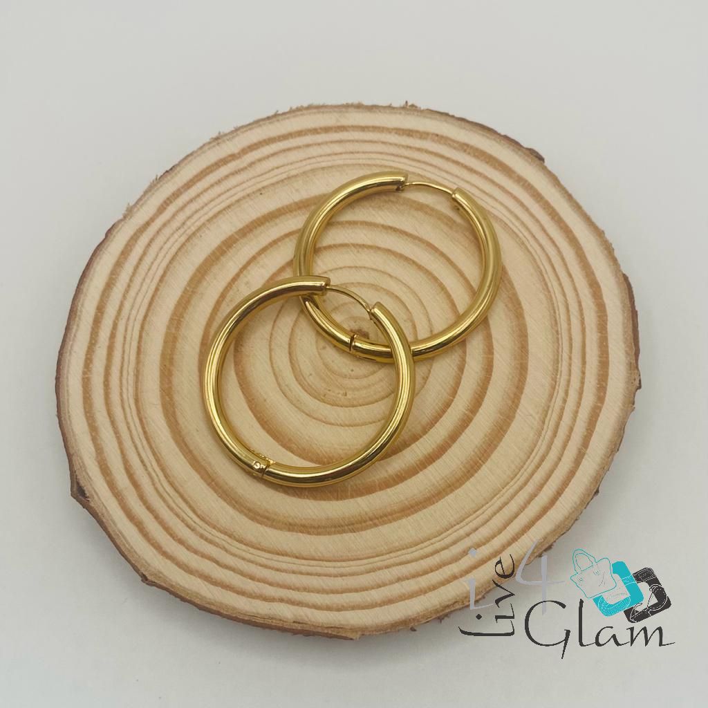 Stainless Steel Medium Hoop, Color: Gold