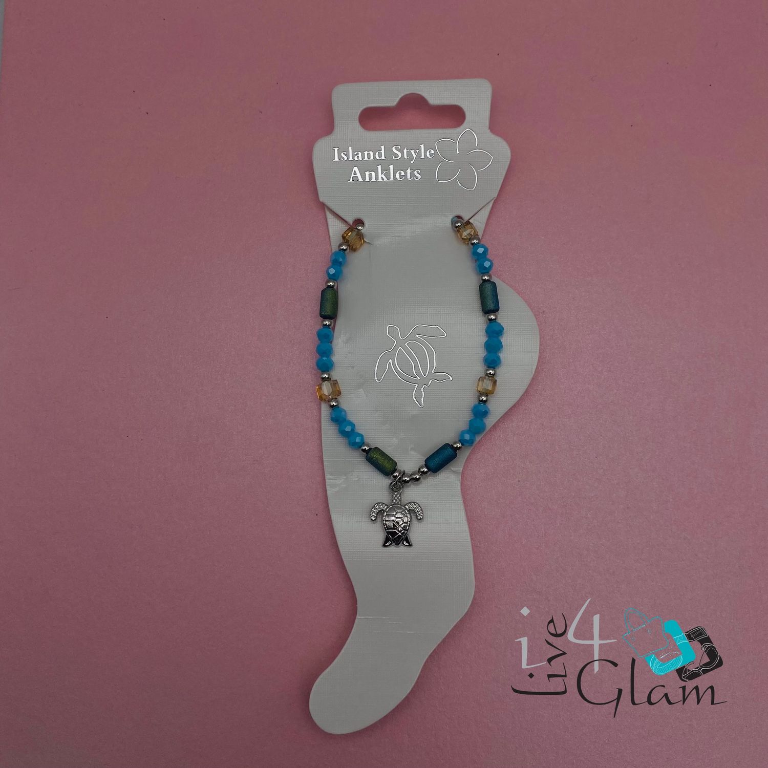 Island Style Turtle Pull String Anklet, Style: Blue