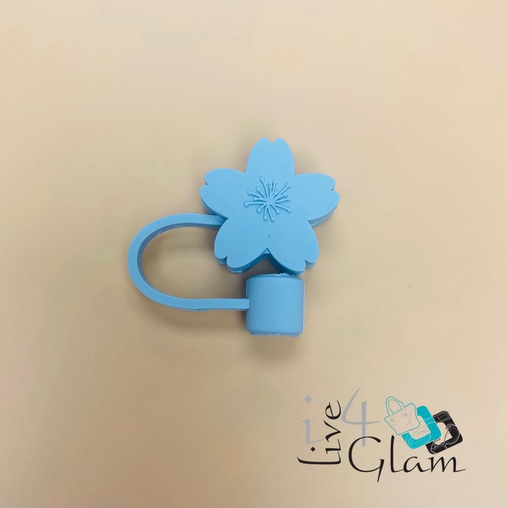 Silicone Flower Straw Cover, Color: Gray