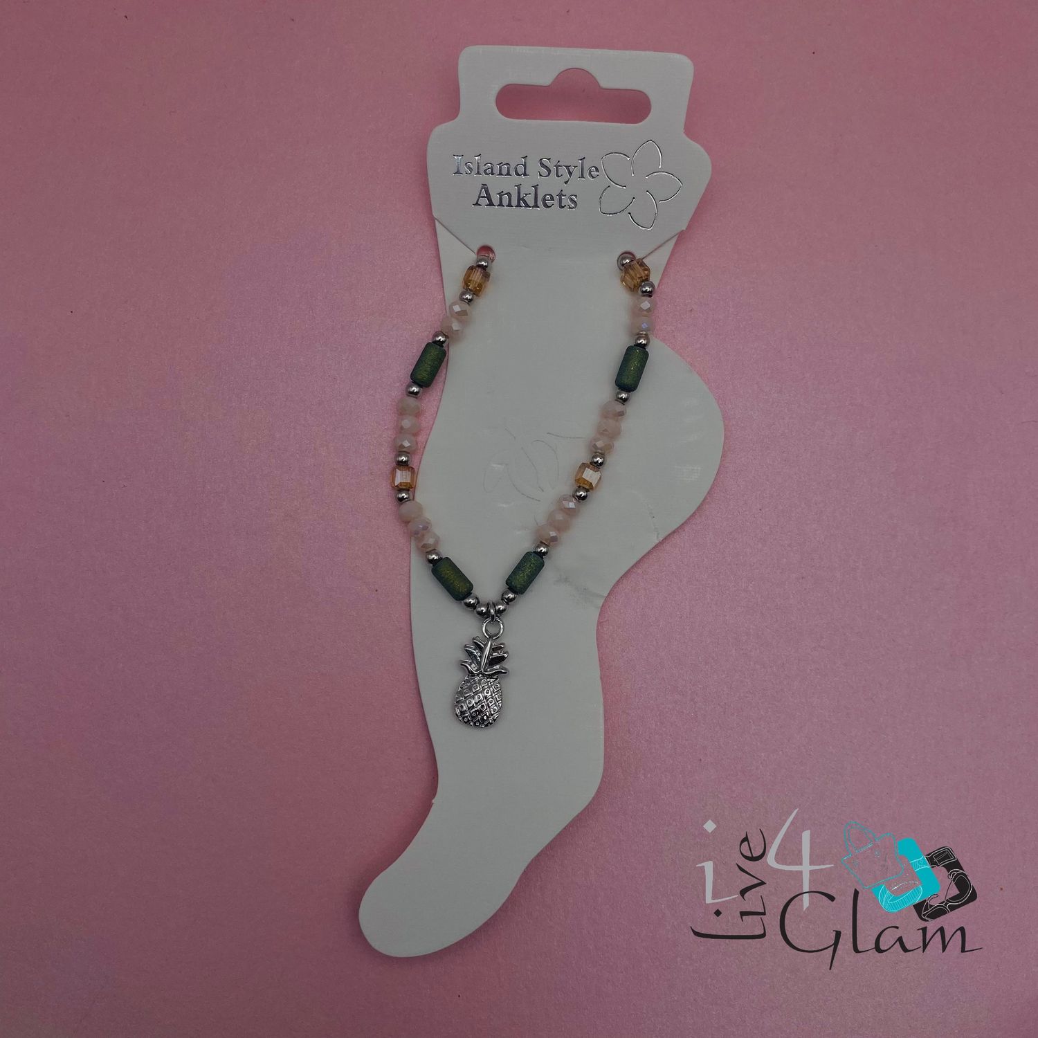  Island Style Pineapple Pull String Anklet, Color: Pink