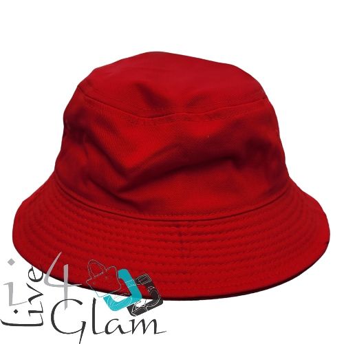 Plain Bucket Hat, Color: Red