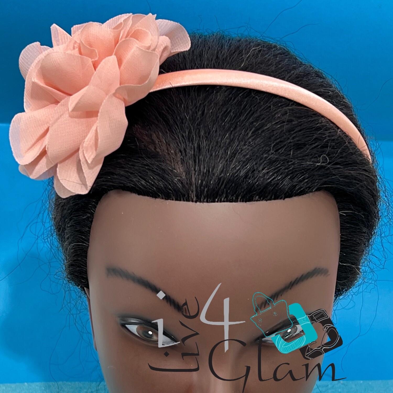Kids Mesh Flower Headband , Color: Peach