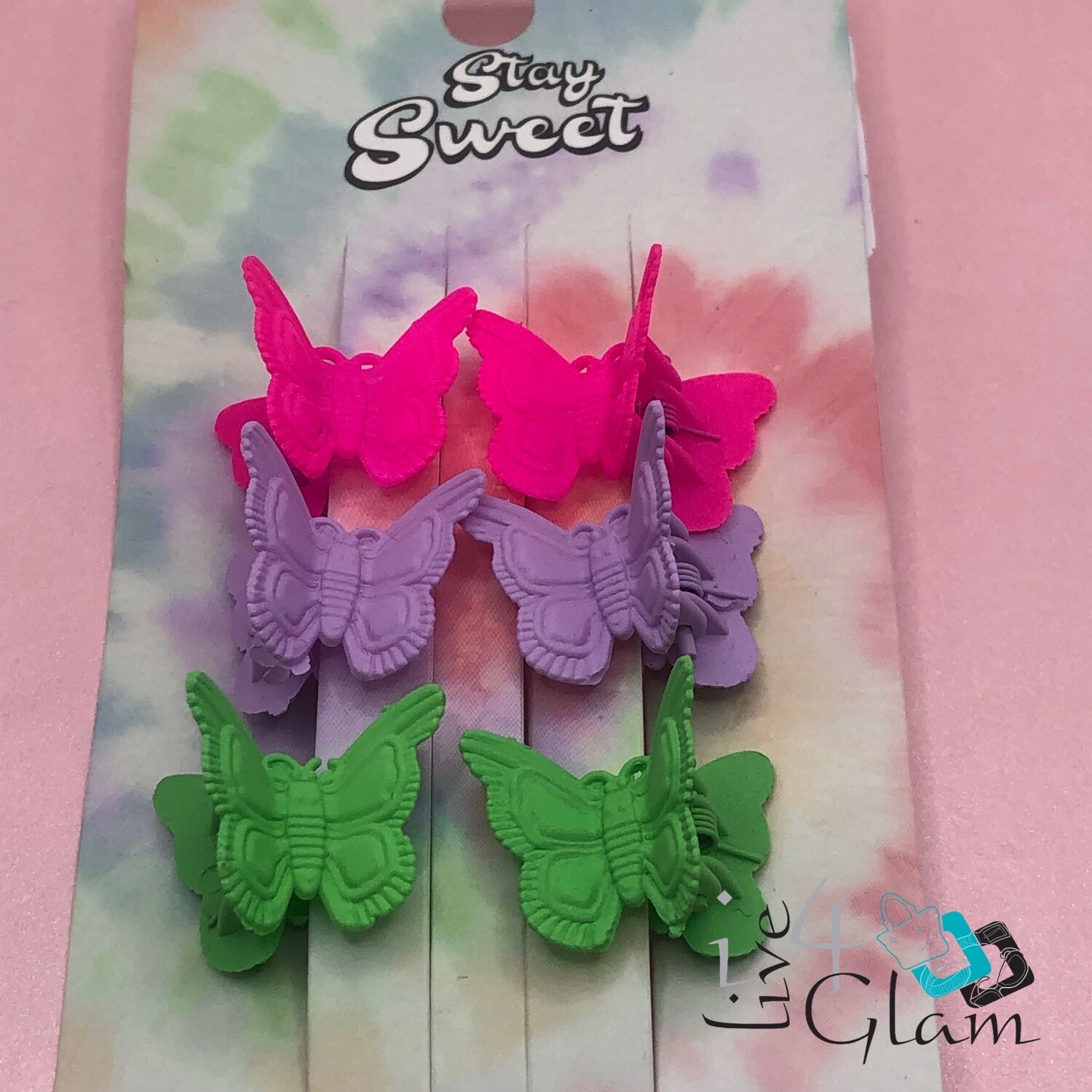 6pk Butterfly Hair Clip , Color: Pink