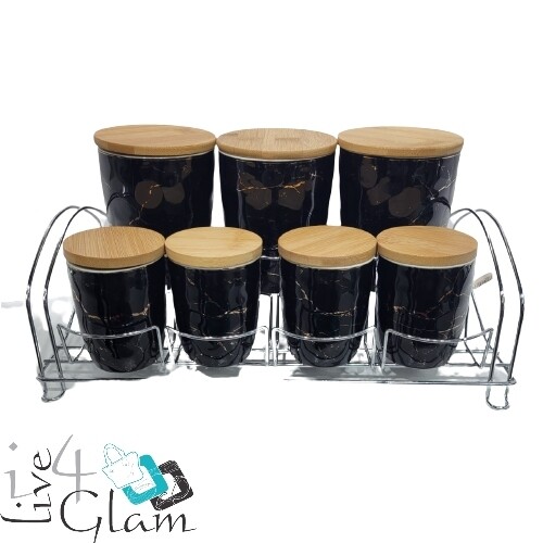 Ceramic Canister Set, Color: Black