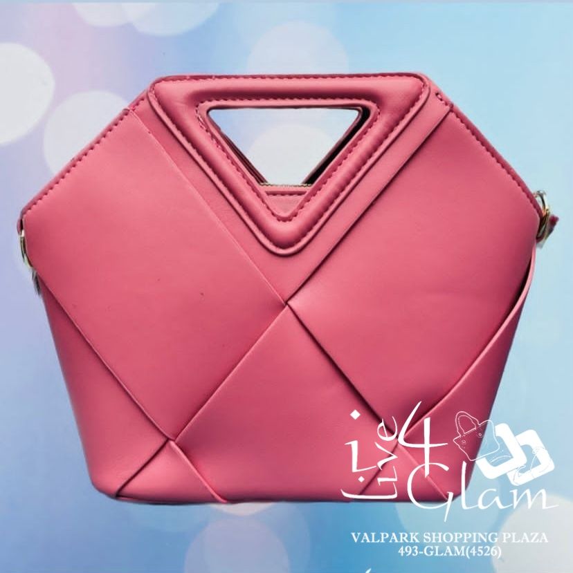 Woven Triangle Handle Bag, Color: Pink