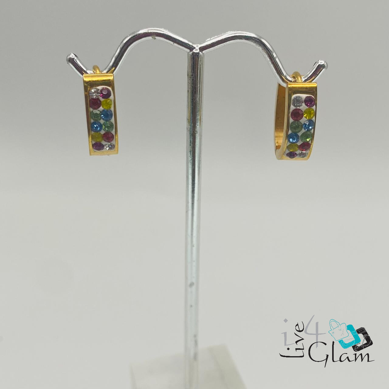 Stainless Steel Huggie, Color: CZ Multicolour