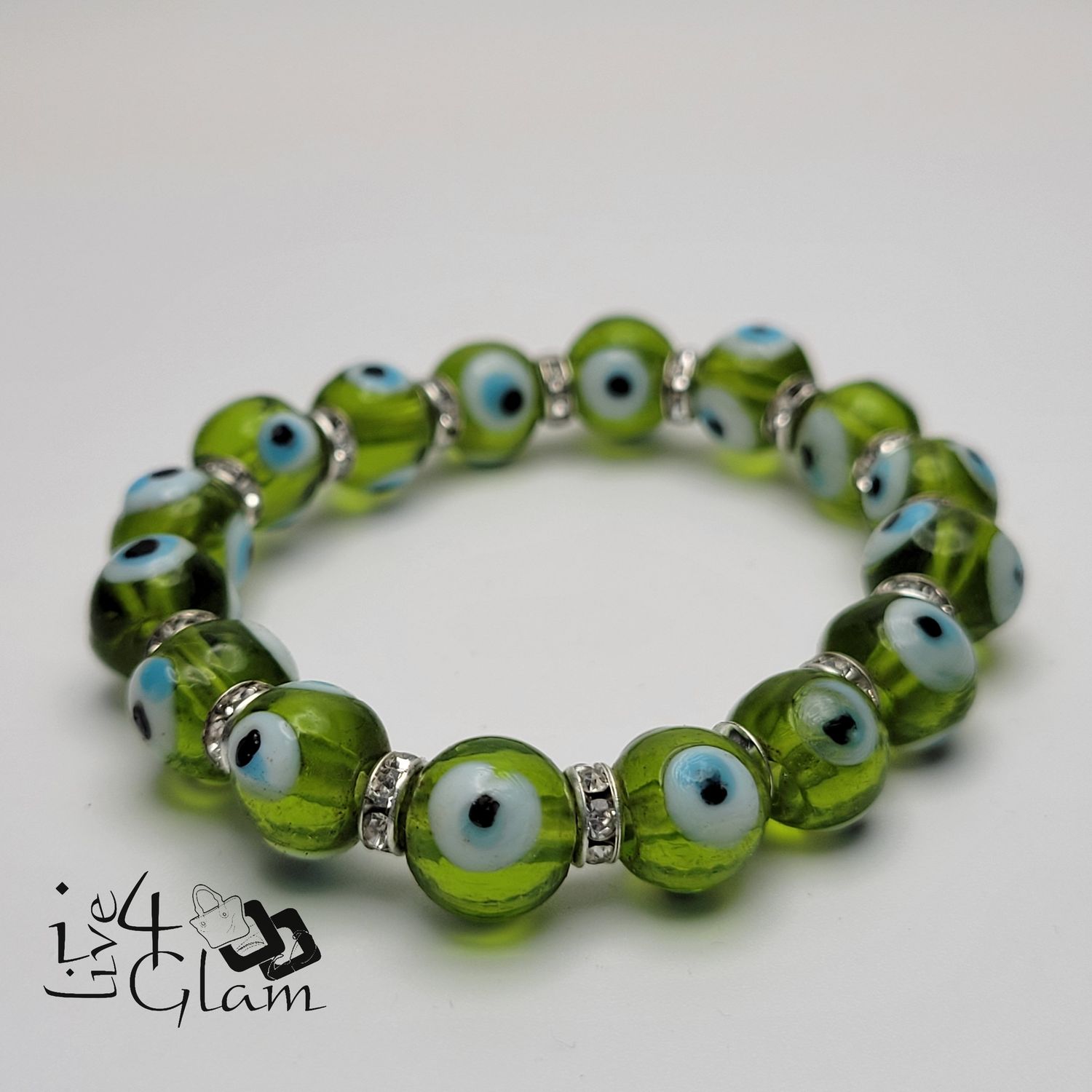 Evil Eye Bead Bracelet, Color: Green