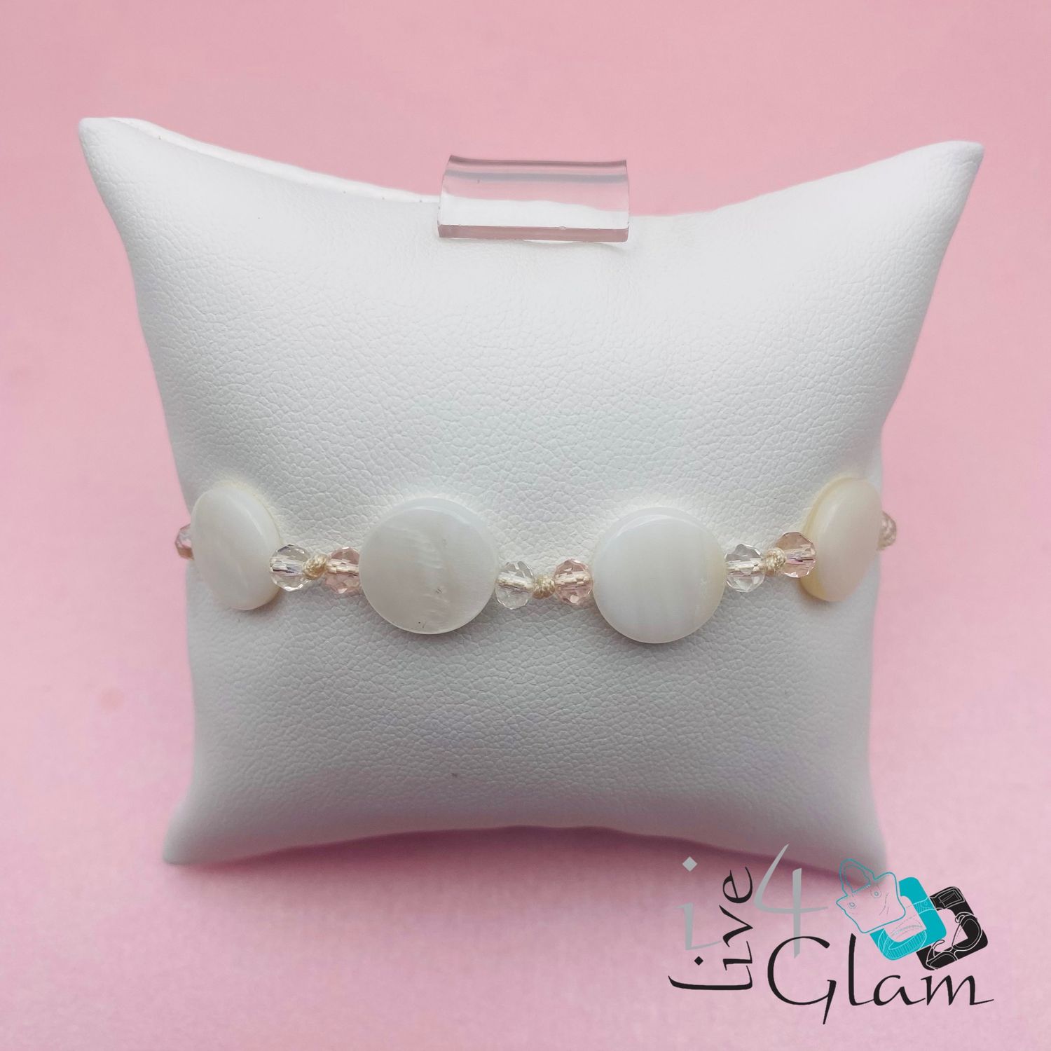 Flat Pearl String Bracelet, Color: White