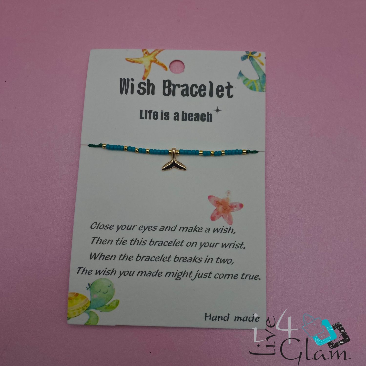 Wish Mermaid Tail Pull String Bracelet, Color: Teal