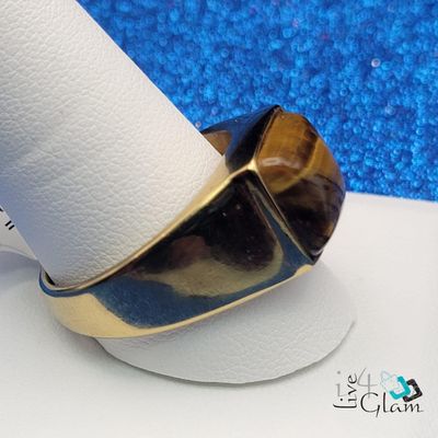 Stainless Steel Square Tiger's Eye Ring Size 12