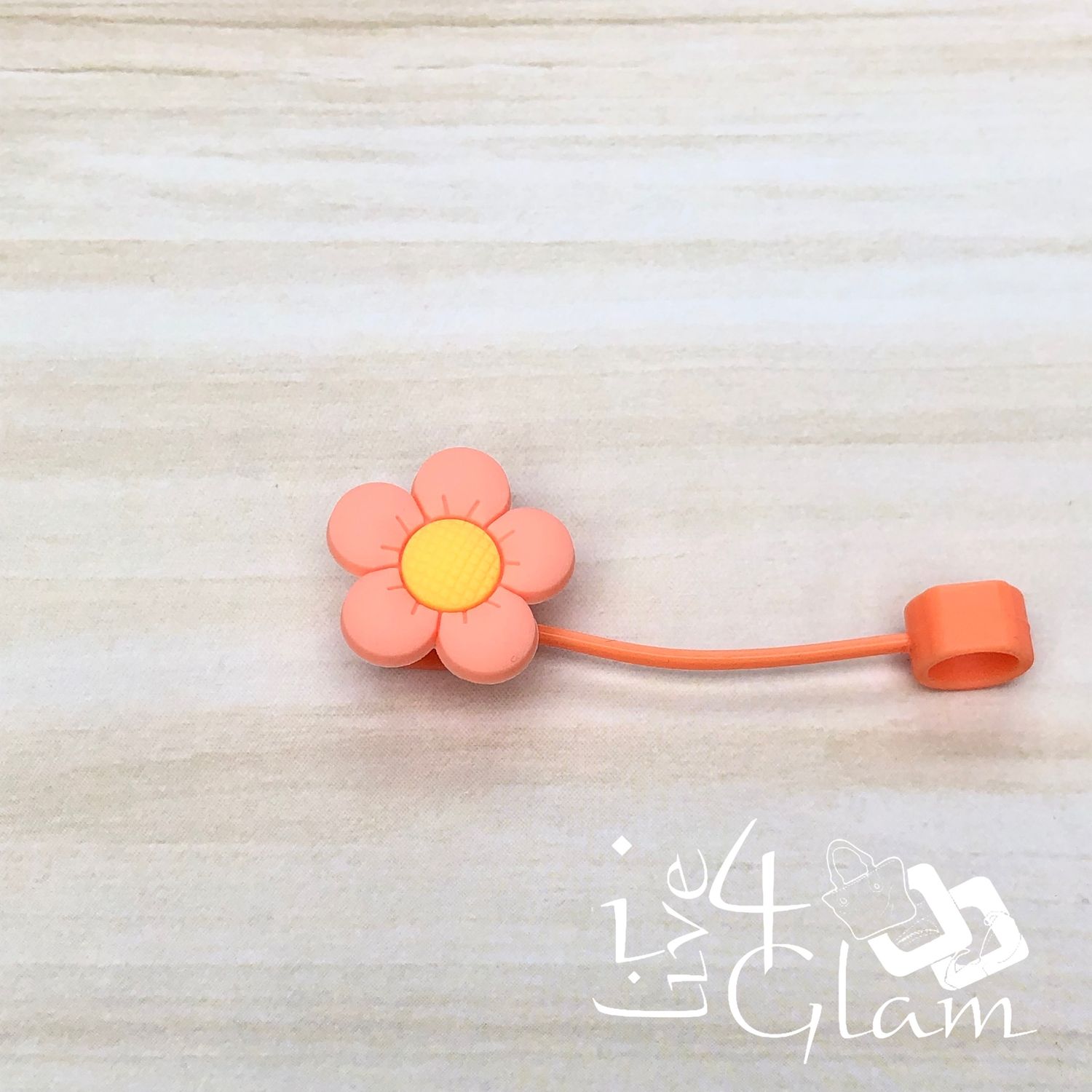 Flower Large Straw Cover, Color: Peach