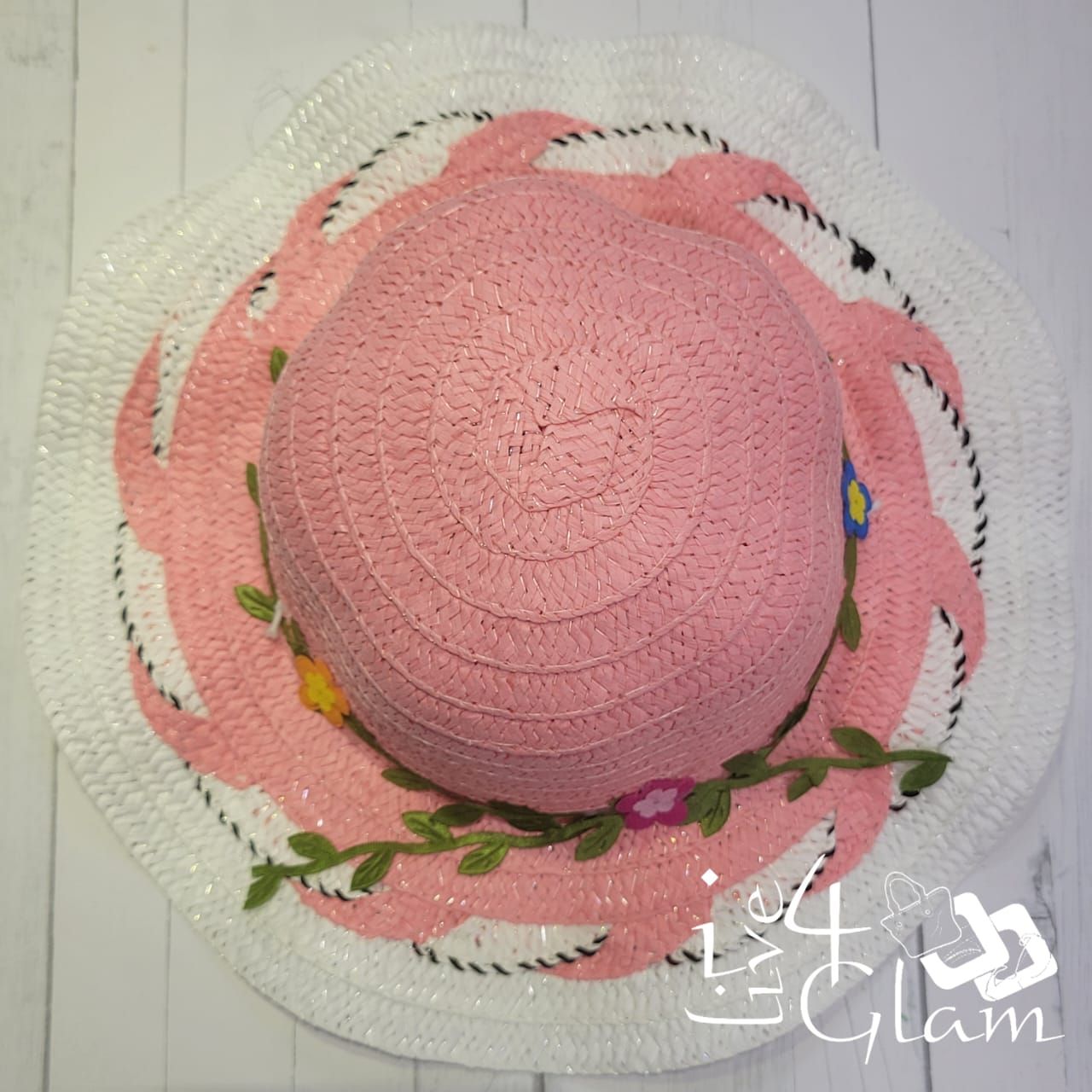 Kid&#39;s Easter Hat w  Floral Vine, Color: Light Pink