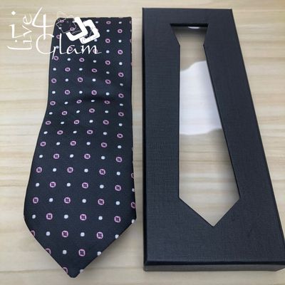 Men&#39;s Tie Black w Pink Circles