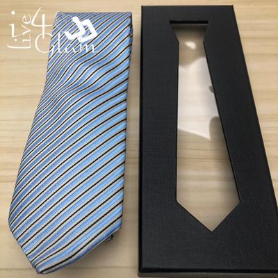 Men&#39;s Tie Light Blue, Gray and Black Stripes