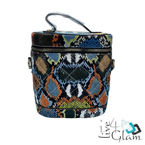 Colored Snake Print Crossbody Bag, Color: Blue