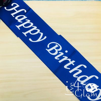 Birthday Sash Navy Blue/White