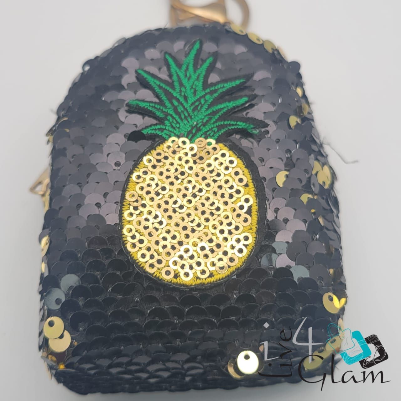Sequin Mini Bag Keychain, Color: Black