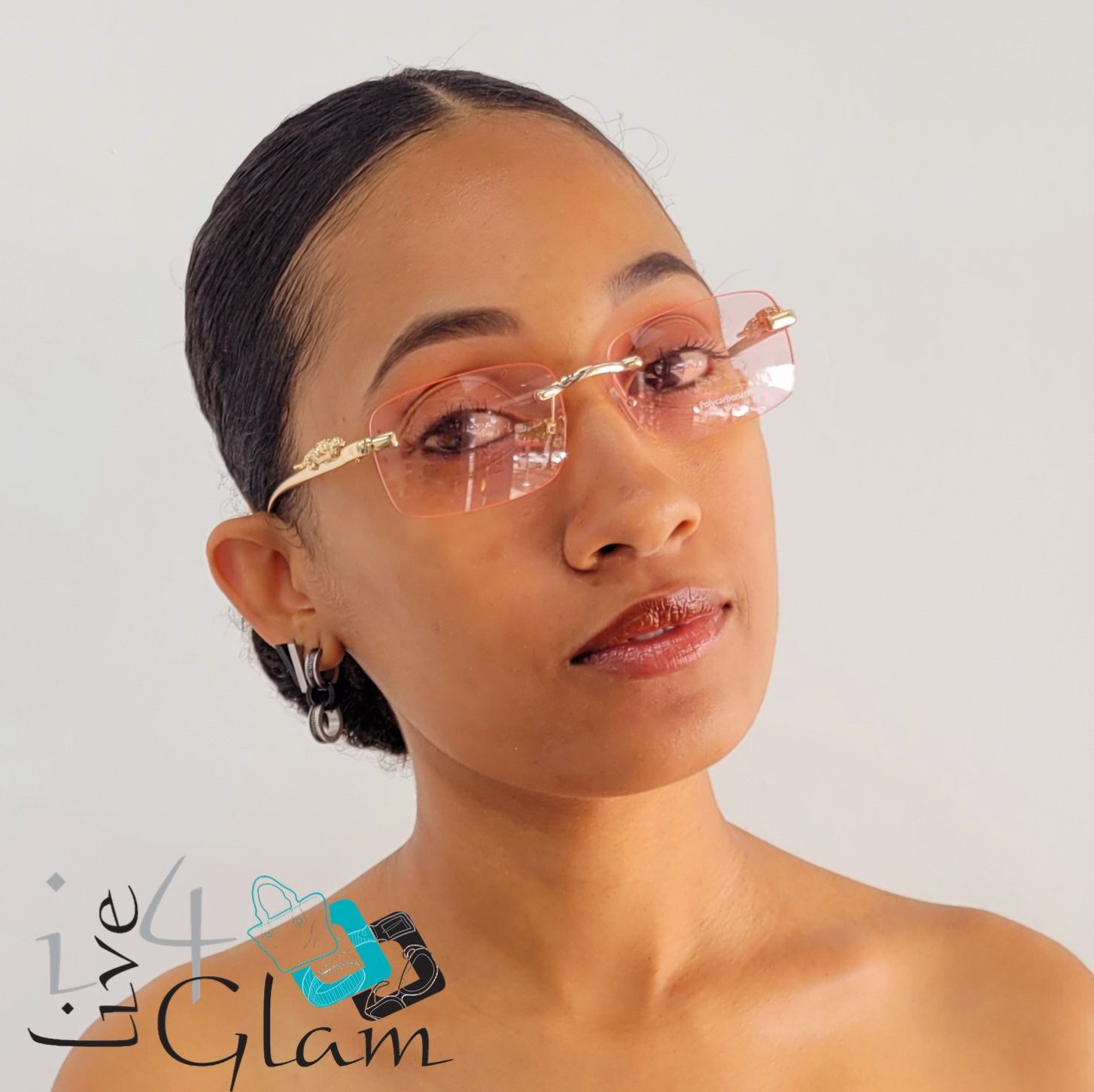 Frameless Tiger Sunglasses, Color: Pink