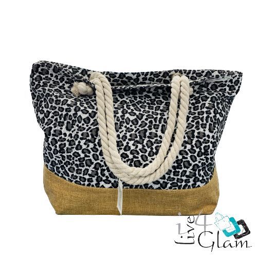 Rope Handle Beach Bag, Color: Cheetah