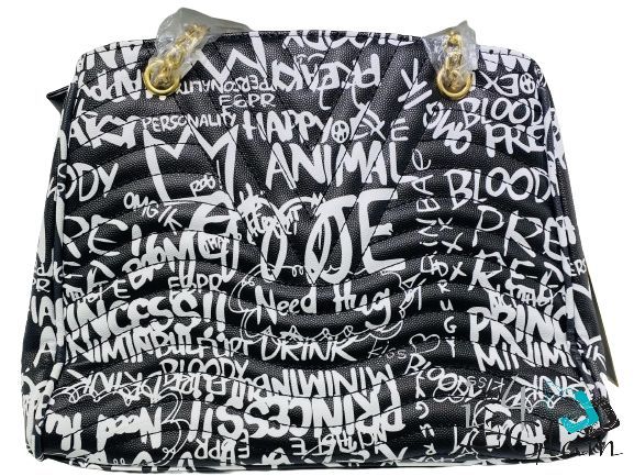 Graffiti Large Purse, Size: Black