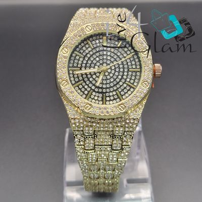 Iced Out Audemars Sleek Fashion CZ Watch, Color: Black Face