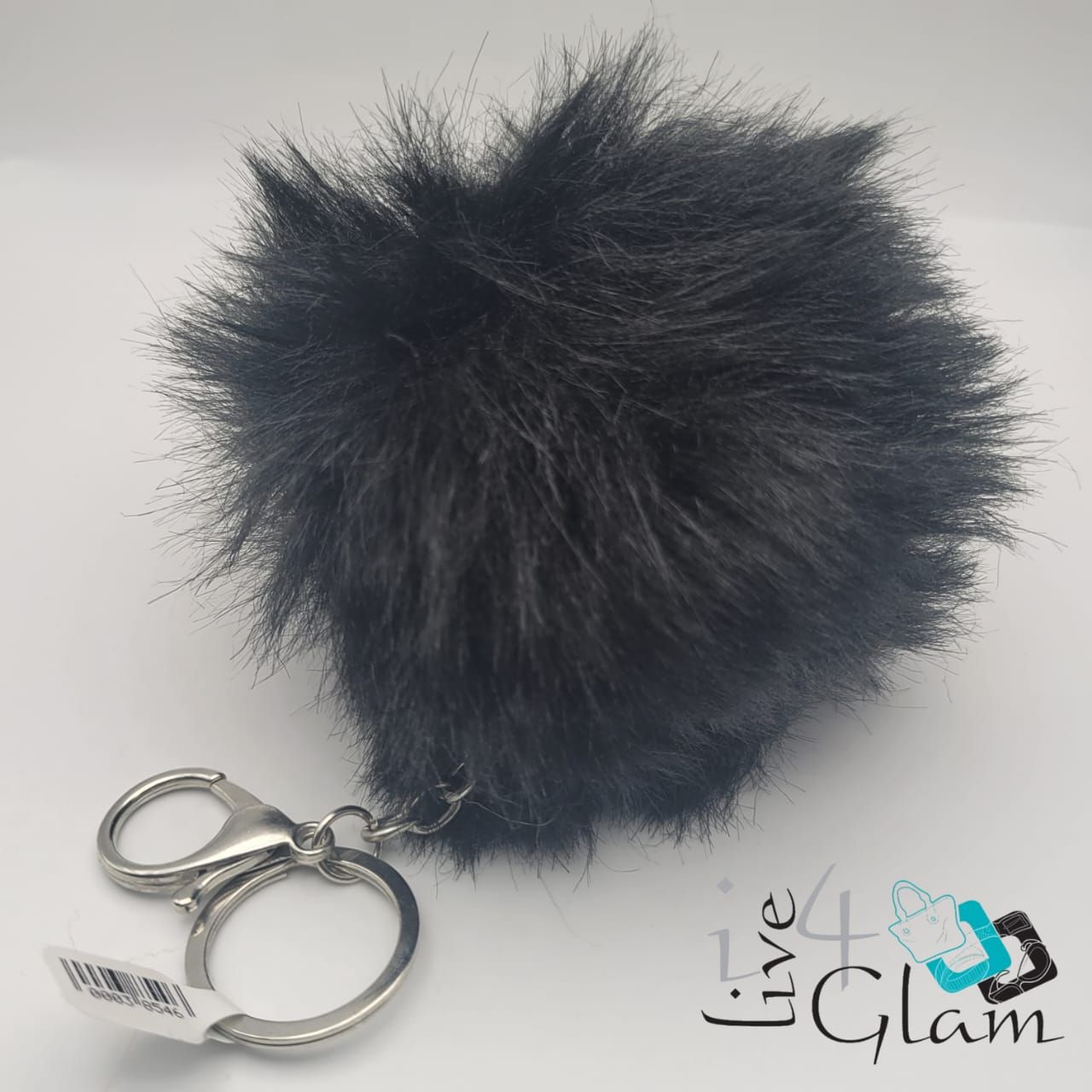 Pom Pom Keychain, Color: Black