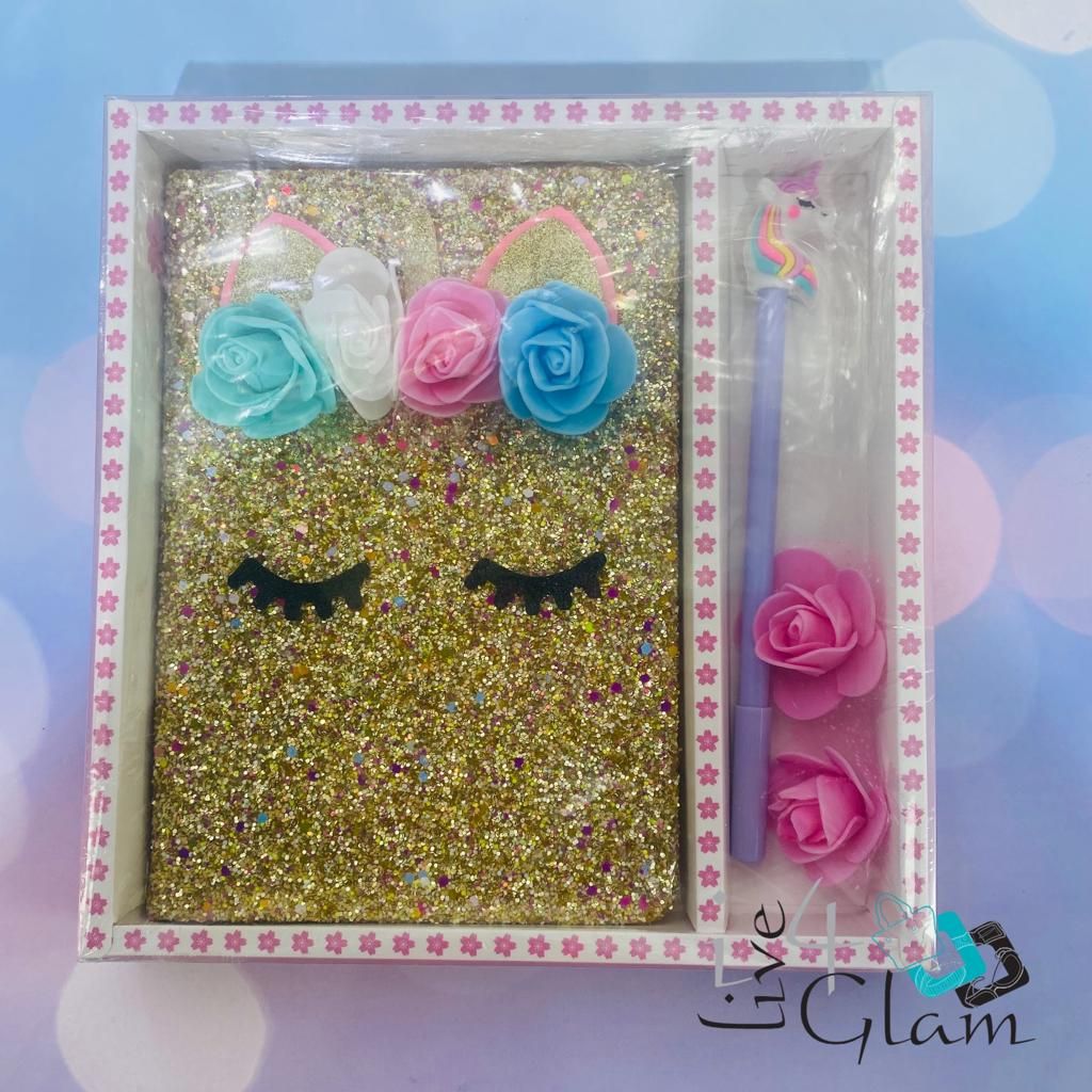 Unicorn Notebook And Pen Set, Color: Gold
