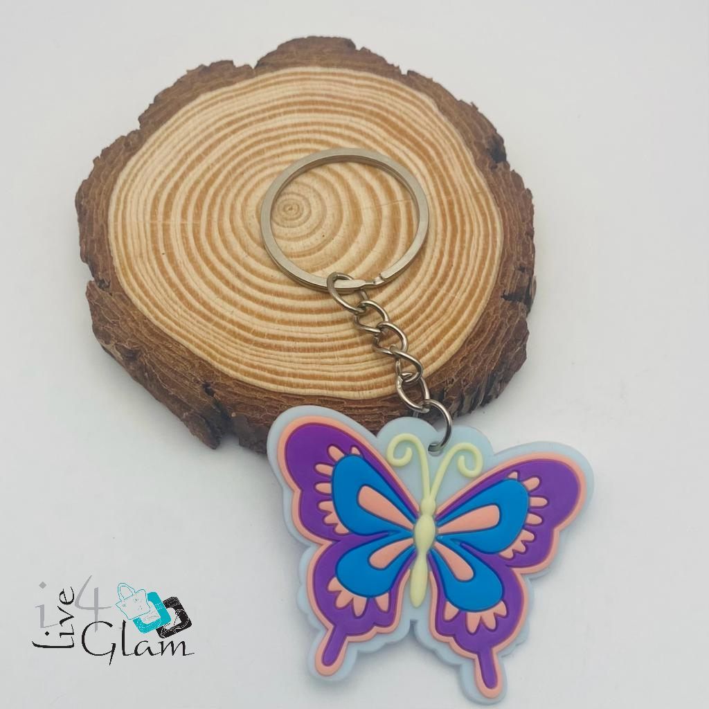 Butterfly Keychain, Color: Purple/Gray